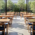 Modern cafe interior with chairs and tables — cafe furniture guide for Australian cafe owners