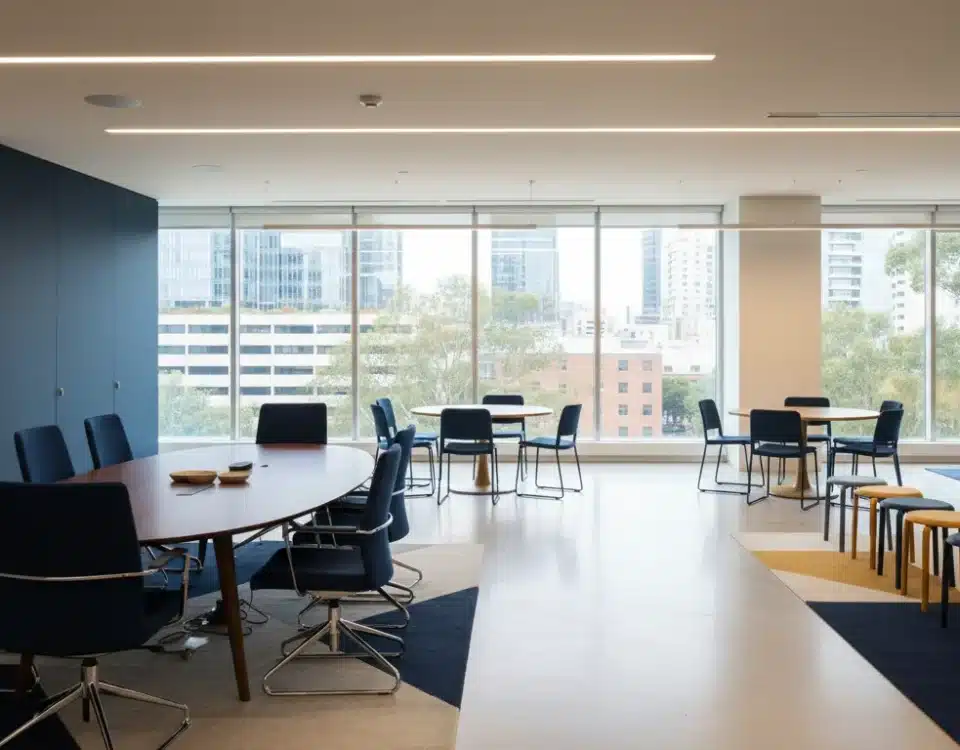 Commercial furniture for Australian businesses — modern office and conference space with professional chairs and tables