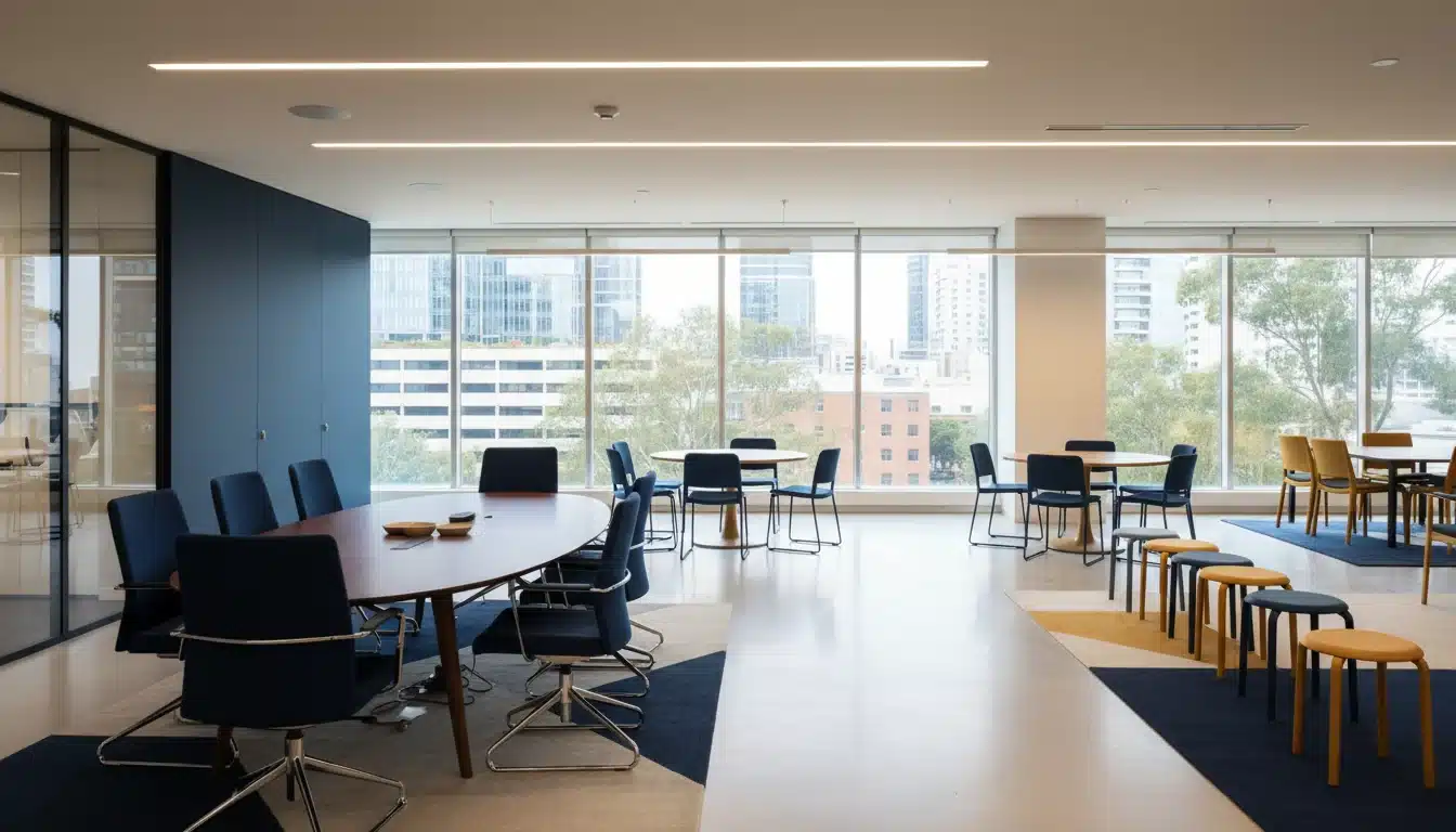 Commercial furniture for Australian businesses — modern office and conference space with professional chairs and tables