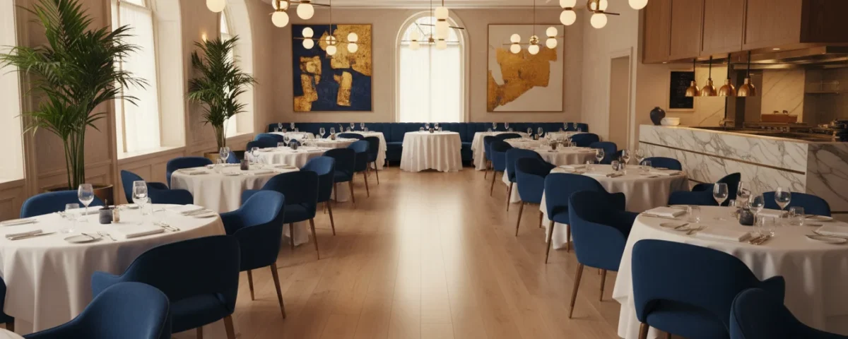 Hotel dining area with upholstered chairs and commercial hospitality furniture in Australia